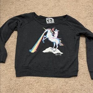 Chaser Black Unicorn Graphic Women's Sweater